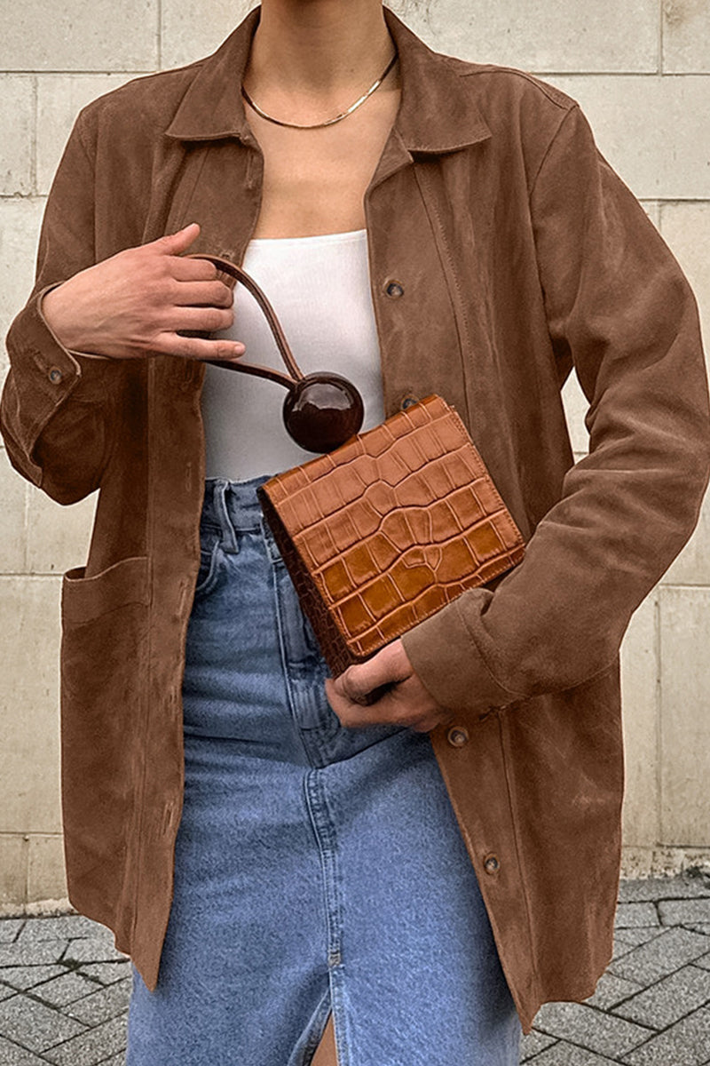 Vêtements d'extérieur décontractés, unis, avec poches, boutons et col montant.