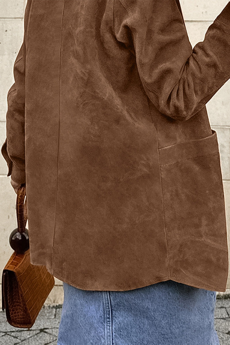 Vêtements d'extérieur décontractés, unis, avec poches, boutons et col montant.