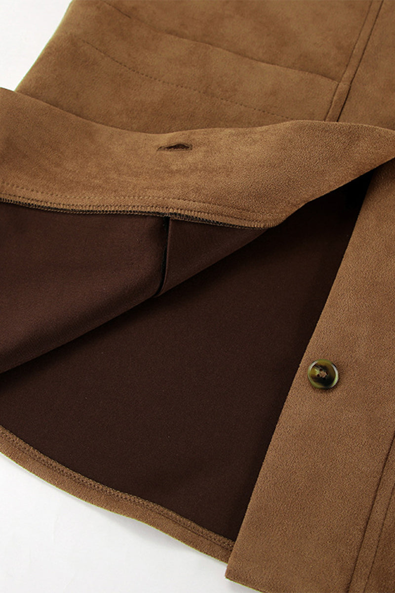 Vêtements d'extérieur décontractés, unis, avec poches, boutons et col montant.