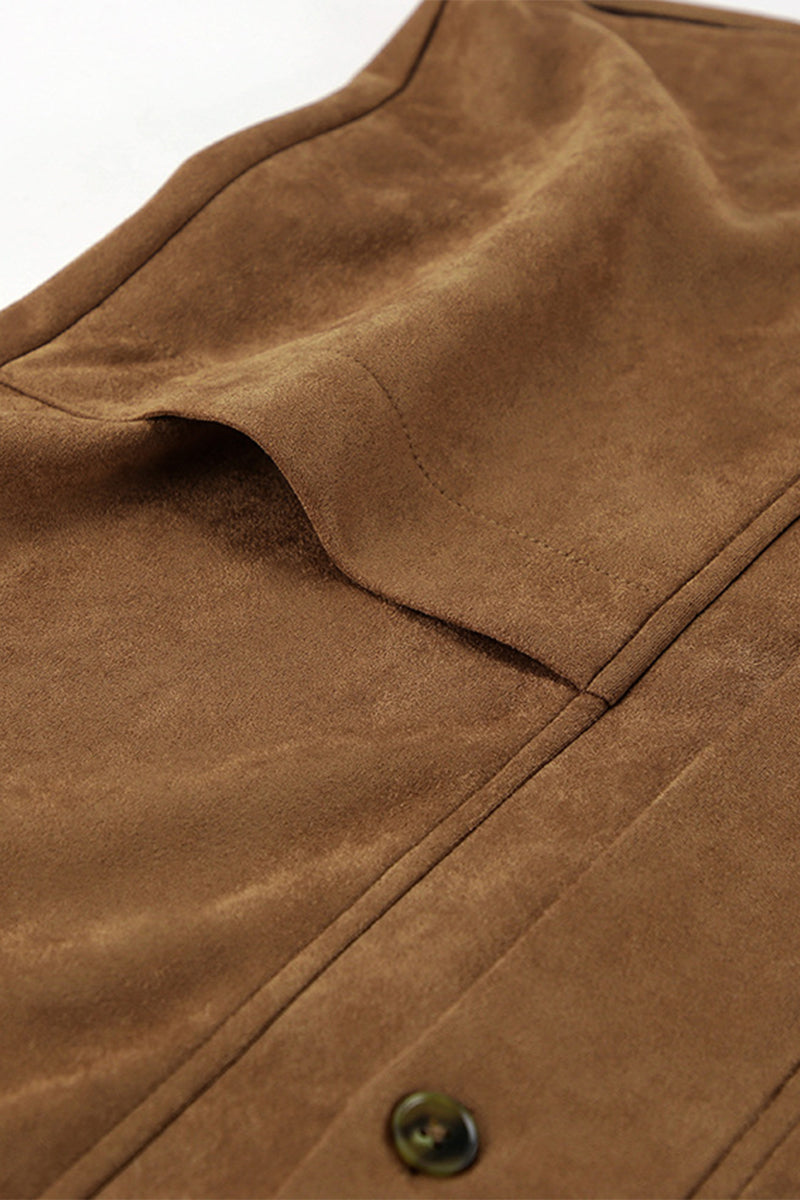 Vêtements d'extérieur décontractés, unis, avec poches, boutons et col montant.