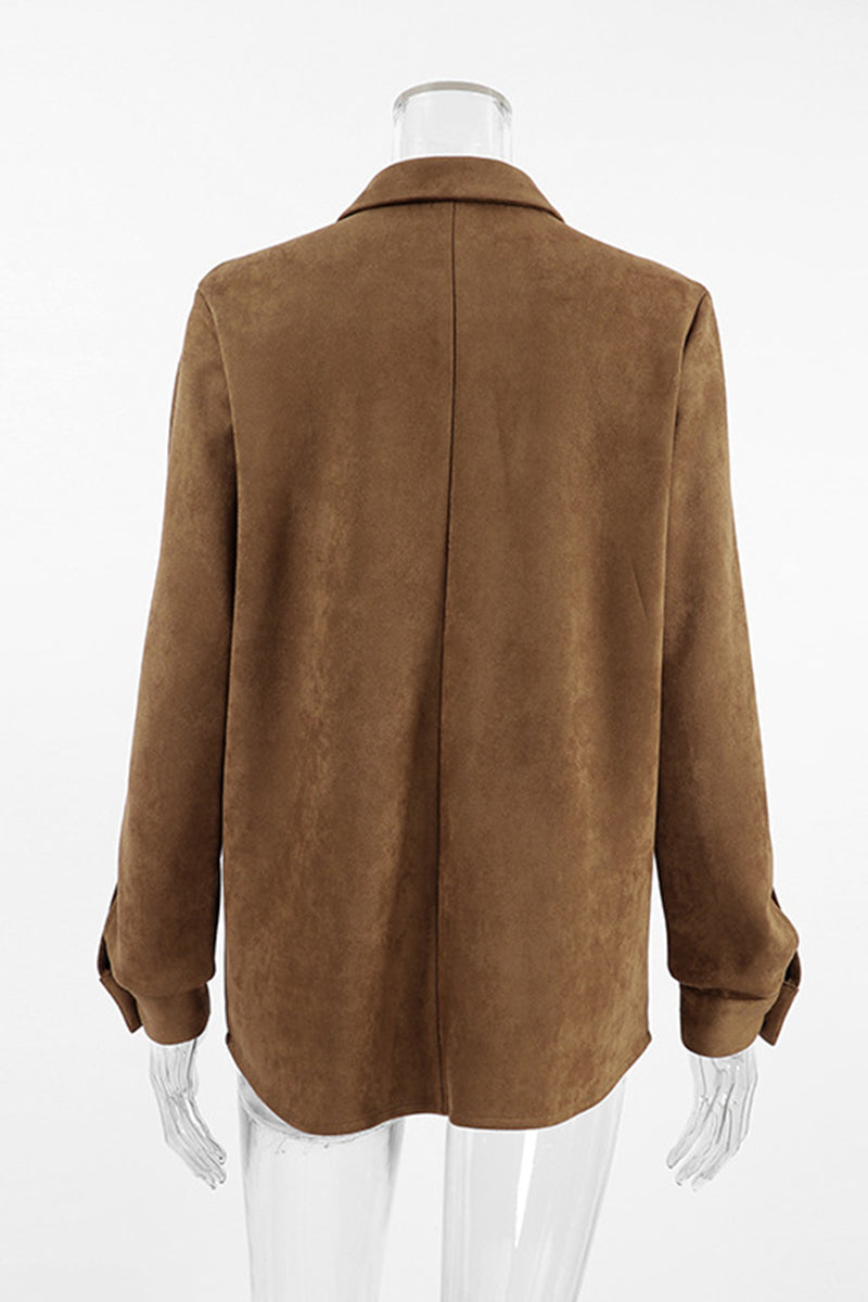 Vêtements d'extérieur décontractés, unis, avec poches, boutons et col montant.