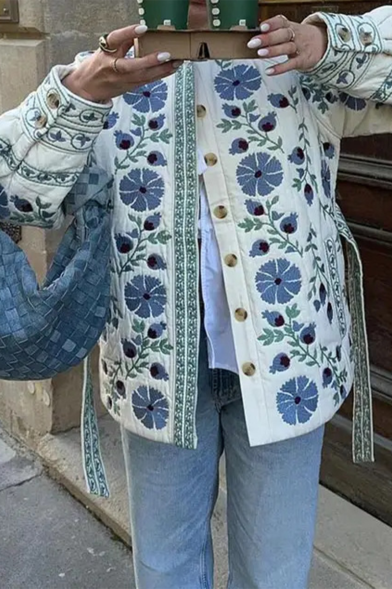 Vêtements d'extérieur décontractés, style streetwear, à lacets, boutonnés, patchwork, col rond.