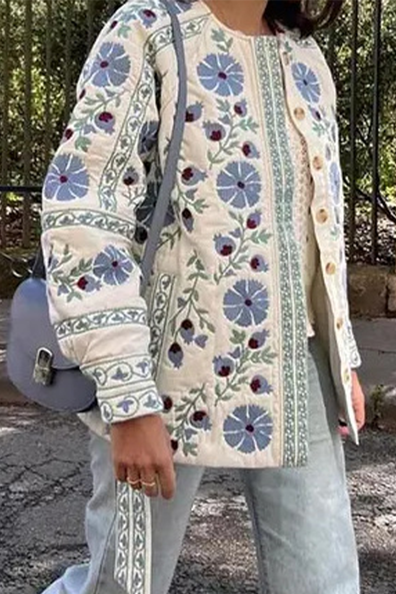 Vêtements d'extérieur décontractés, style streetwear, à lacets, boutonnés, patchwork, col rond.