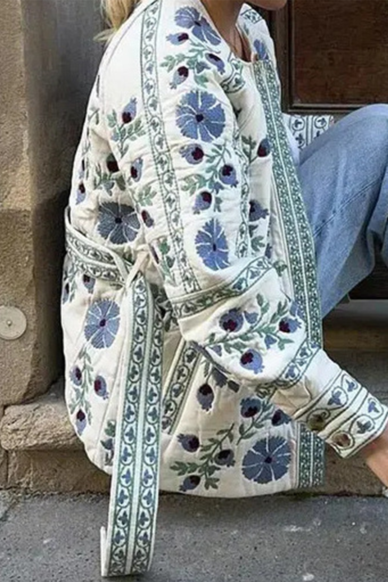 Vêtements d'extérieur décontractés, style streetwear, à lacets, boutonnés, patchwork, col rond.