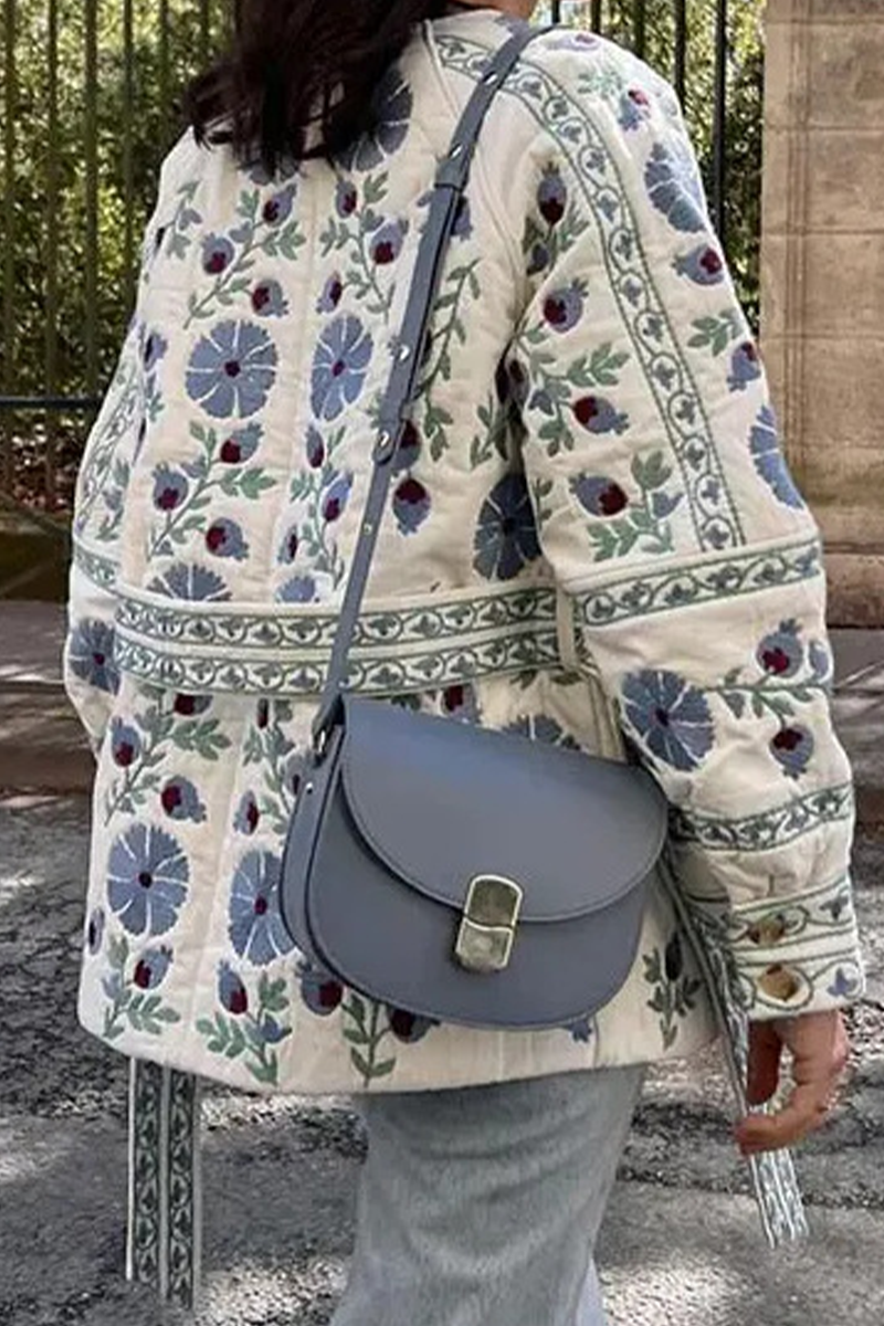 Vêtements d'extérieur décontractés, style streetwear, à lacets, boutonnés, patchwork, col rond.