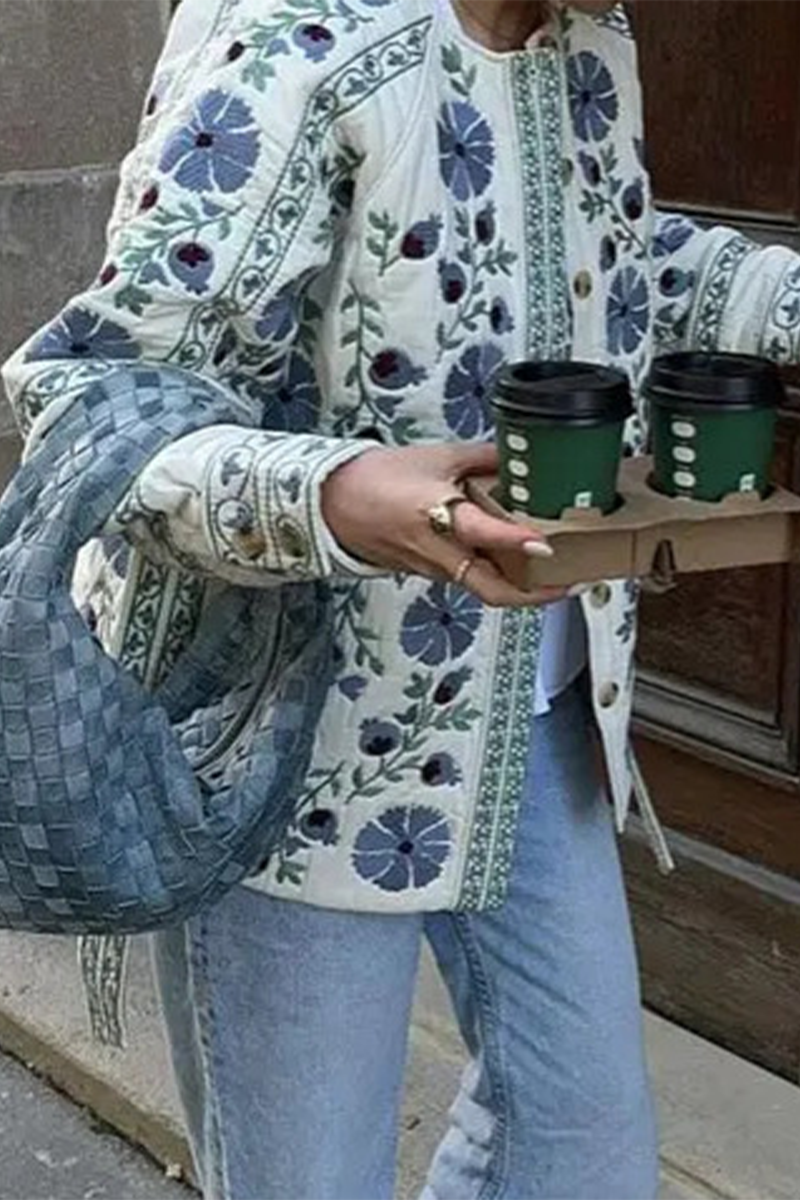 Vêtements d'extérieur décontractés, style streetwear, à lacets, boutonnés, patchwork, col rond.