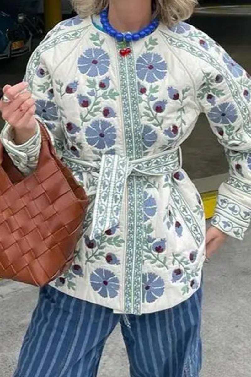 Vêtements d'extérieur décontractés, style streetwear, à lacets, boutonnés, patchwork, col rond.