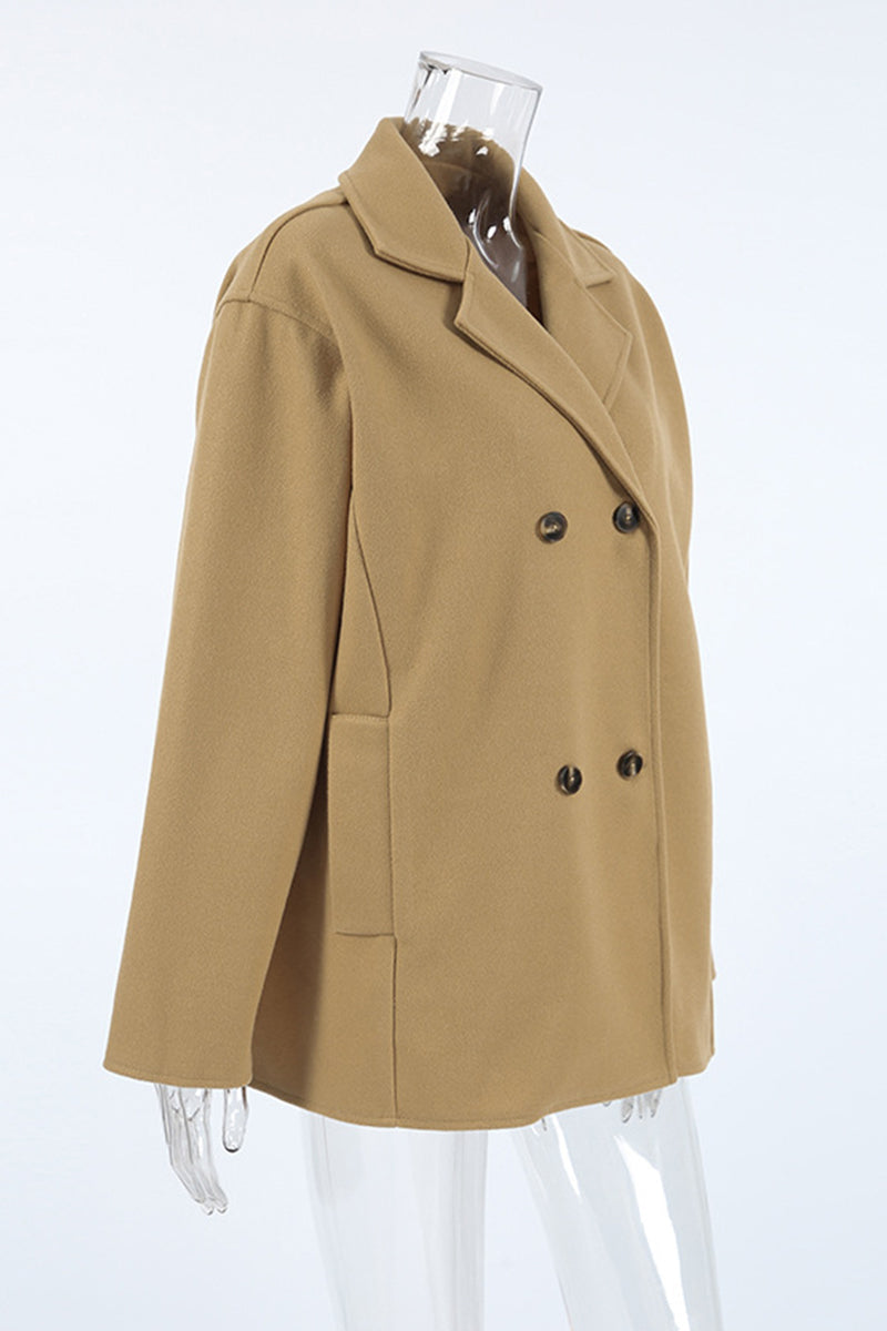 Vêtements d'extérieur décontractés, couleur unie, boutons, col montant.