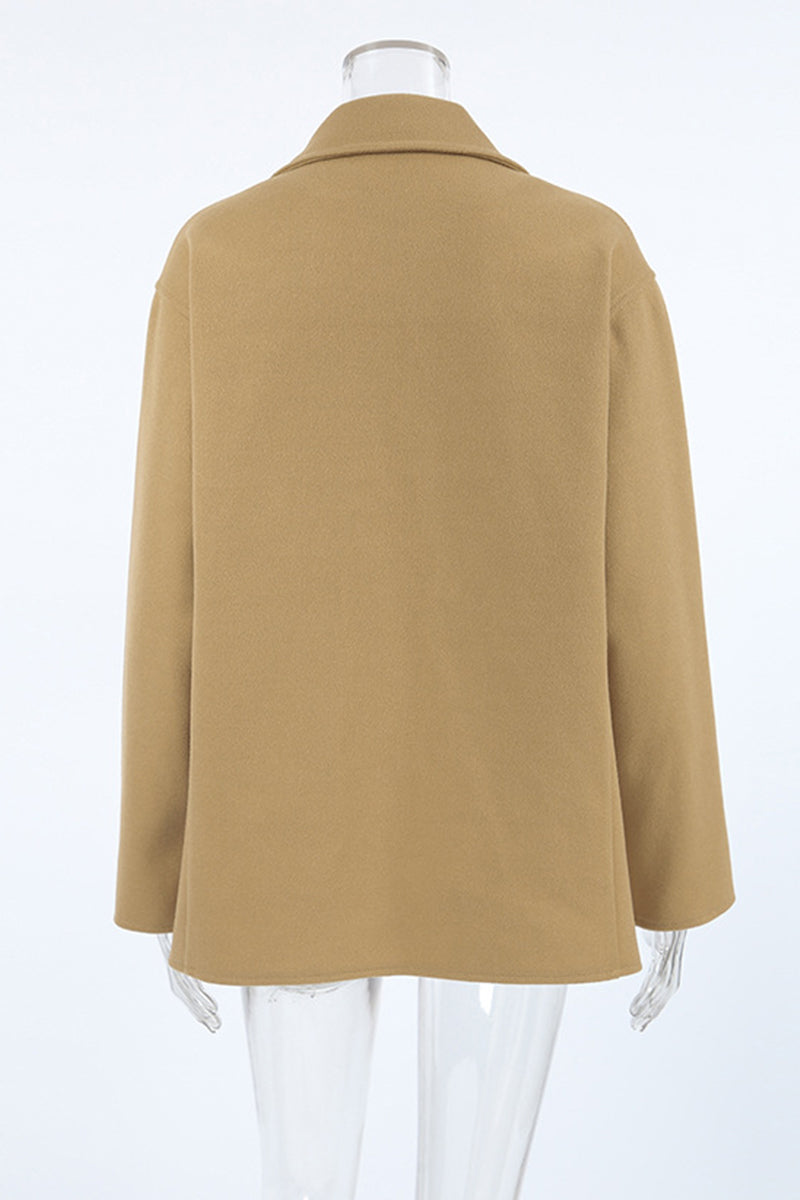 Vêtements d'extérieur décontractés, couleur unie, boutons, col montant.