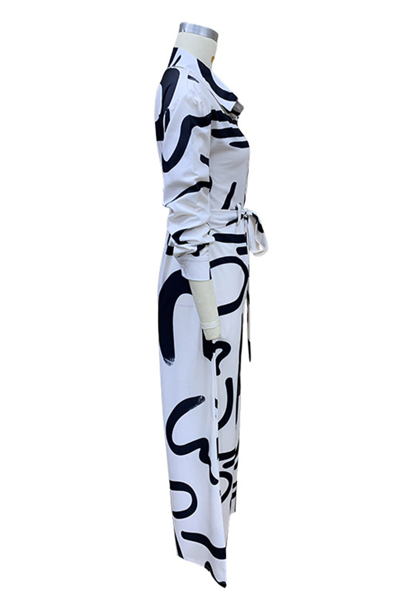 Combinaisons amples décontractées à col montant, à lacets et à imprimé géométrique.