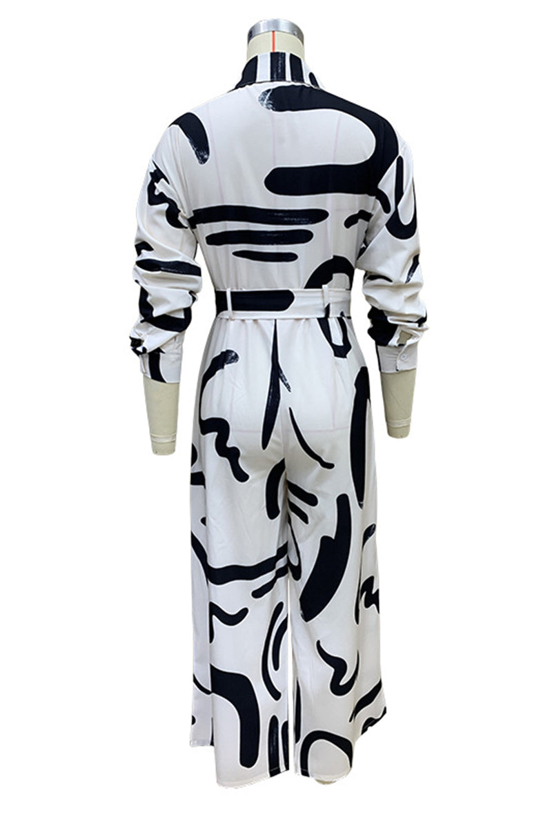 Combinaisons amples décontractées à col montant, à lacets et à imprimé géométrique.