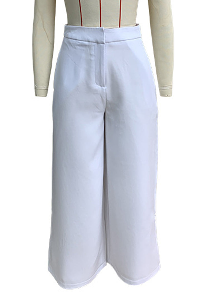 Casual Daily Solid Color Pocket Loose Mid Waist Straight Solid Color Bottoms