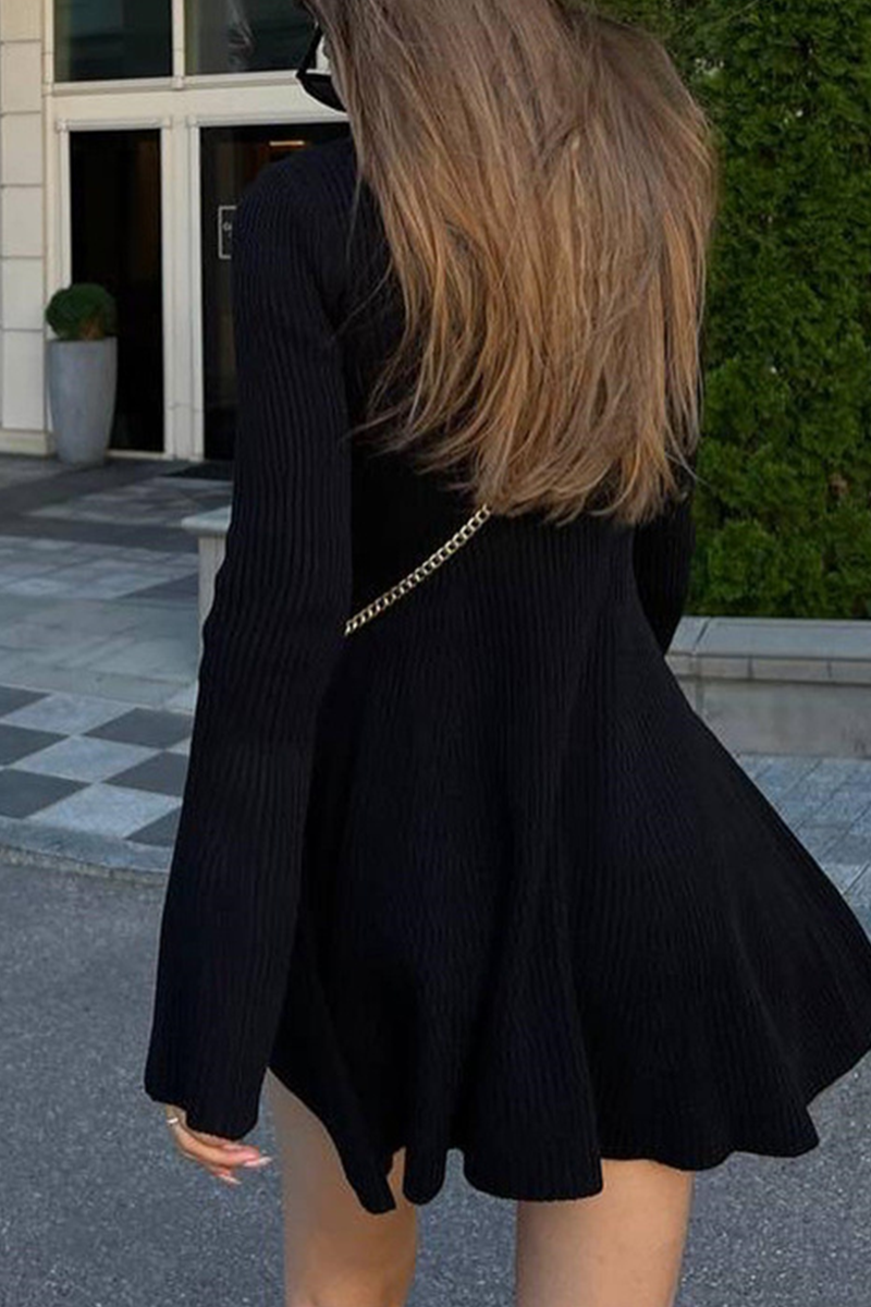 Robes A-line à col montant, couleur unie, sexy (5 couleurs)