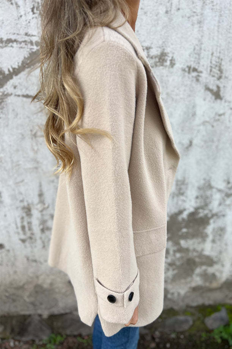 Vêtements d'extérieur décontractés, couleur unie, boutons, col montant (3 couleurs)