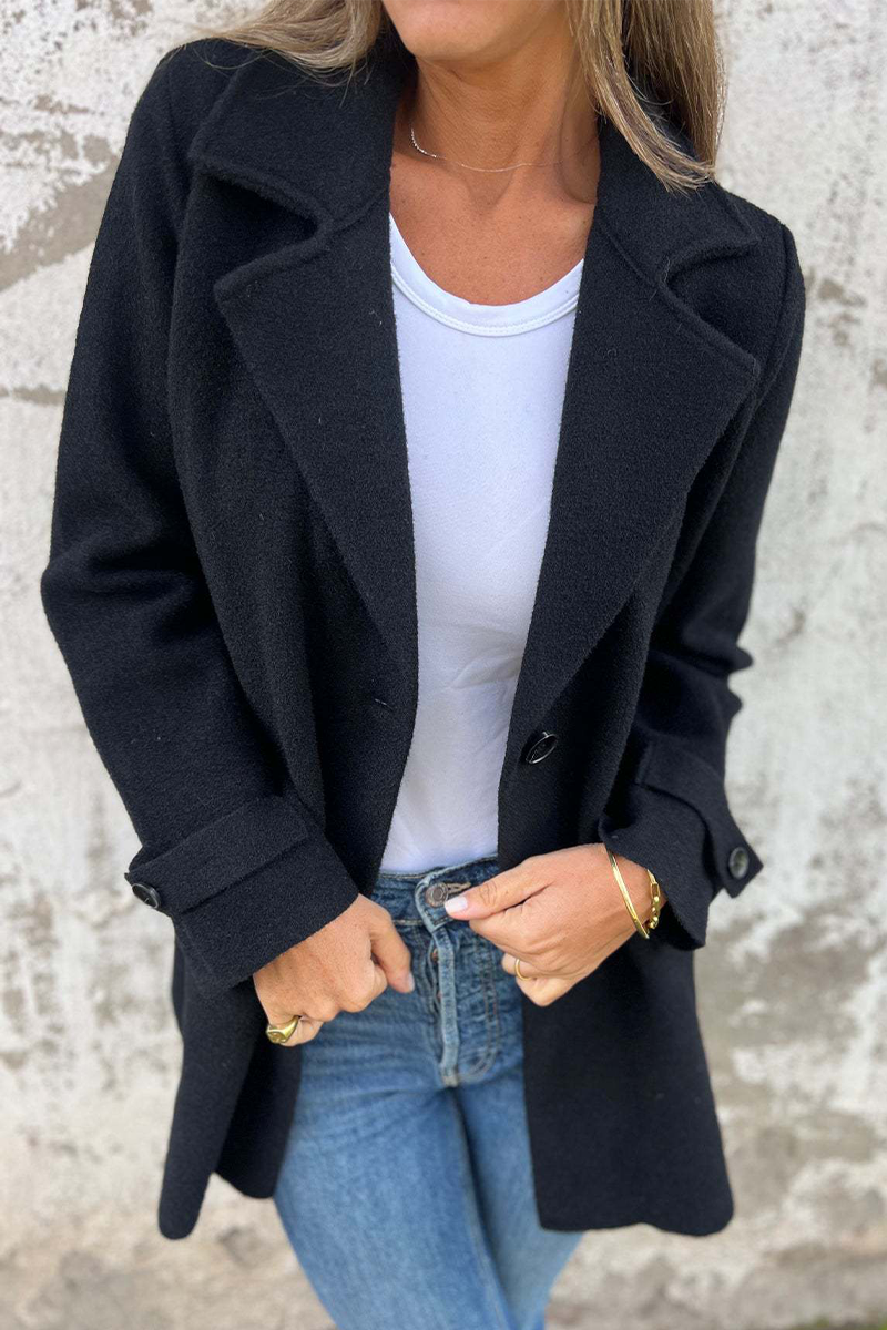 Vêtements d'extérieur décontractés, couleur unie, boutons, col montant (3 couleurs)