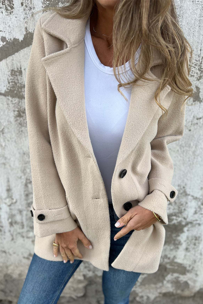 Vêtements d'extérieur décontractés, couleur unie, boutons, col montant (3 couleurs)