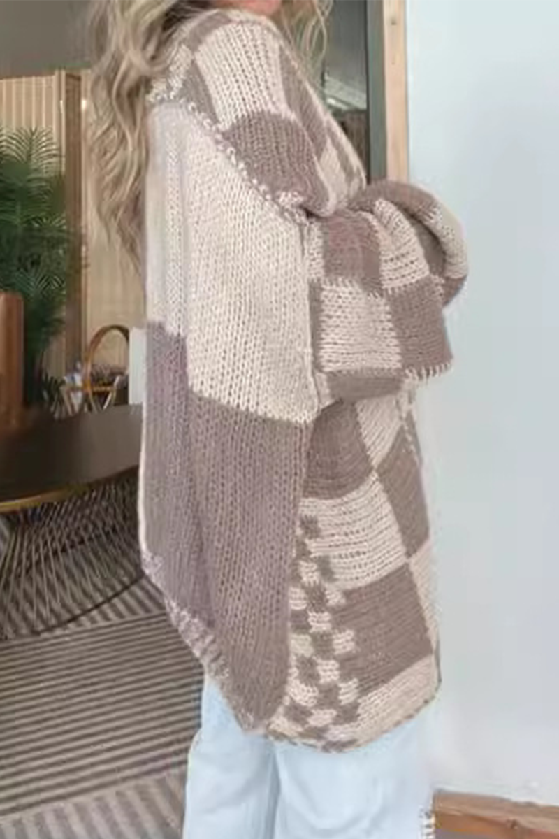 Vêtements d'extérieur à col en V, en tissu à carreaux, style décontracté et streetwear (3 couleurs)