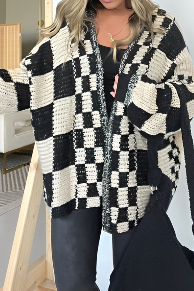 Vêtements d'extérieur à col en V, en tissu à carreaux, style décontracté et streetwear (3 couleurs)