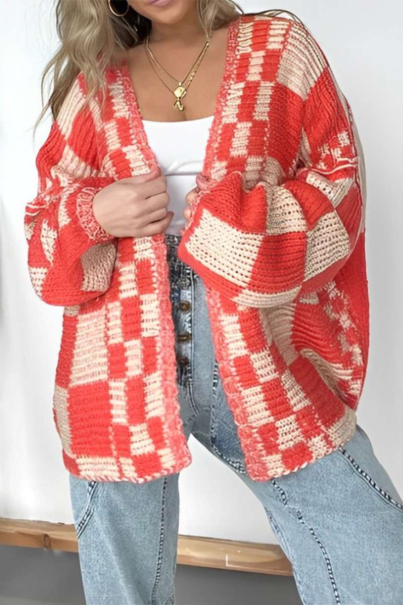 Vêtements d'extérieur à col en V, en tissu à carreaux, style décontracté et streetwear (3 couleurs)