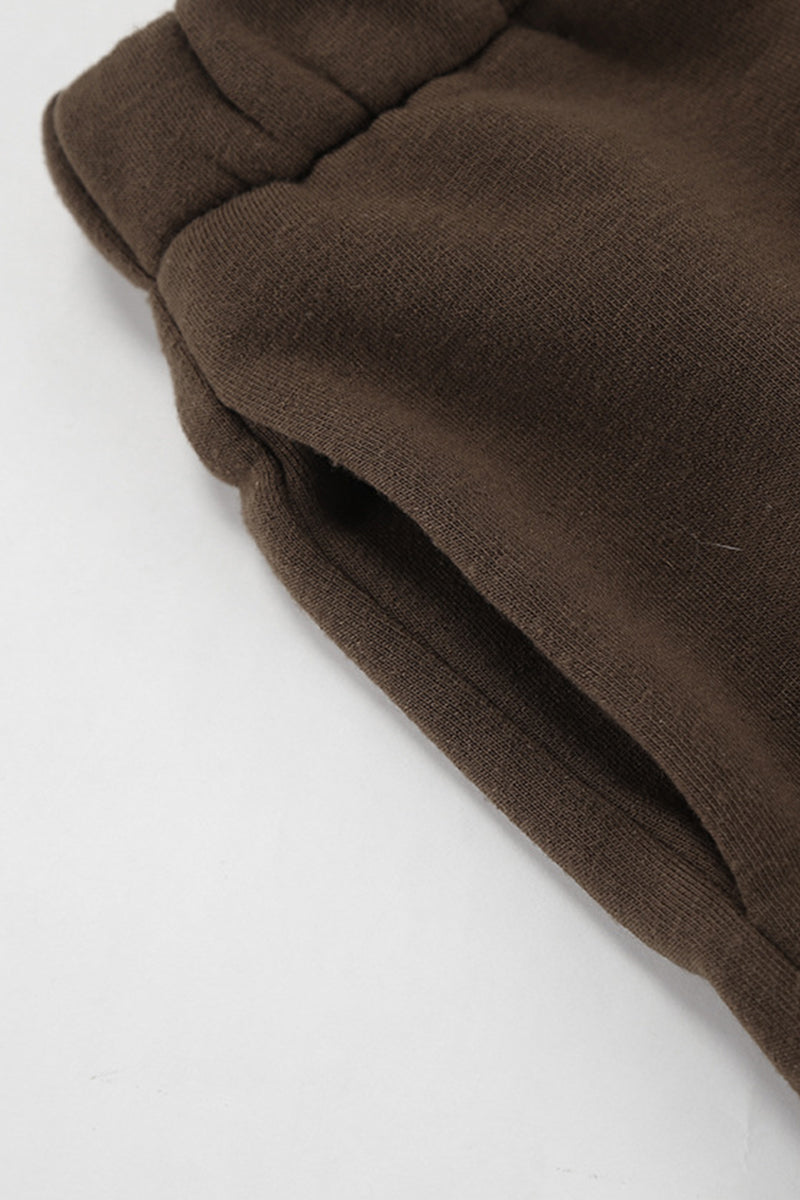 Ensemble deux pièces décontracté quotidien à manches longues avec col montant en peluche.