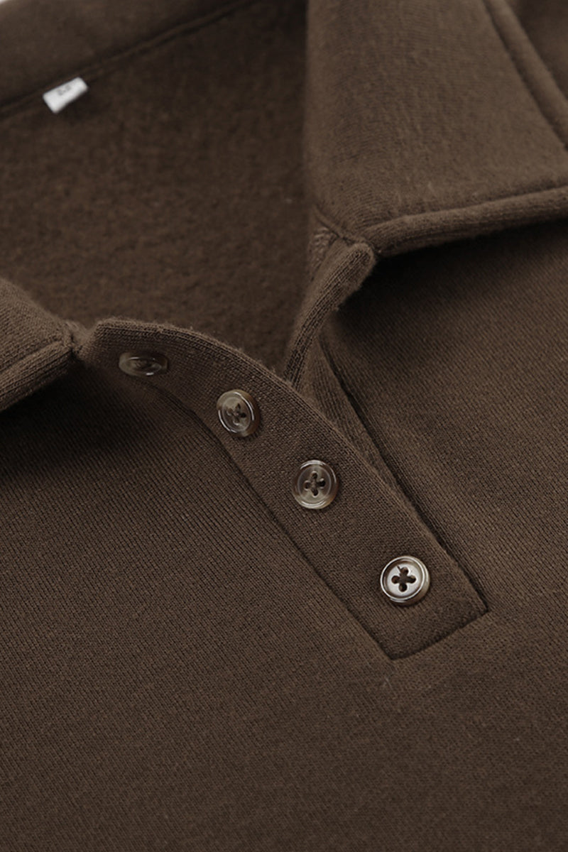 Ensemble deux pièces décontracté quotidien à manches longues avec col montant en peluche.