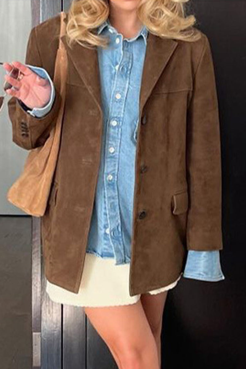 Vêtements d'extérieur décontractés, style streetwear, à boutons, col rabattu.