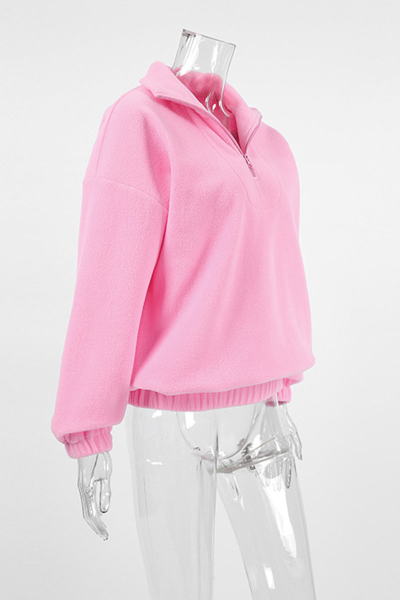 Sweats à capuche décontractés à fermeture éclair avec col montant moelleux