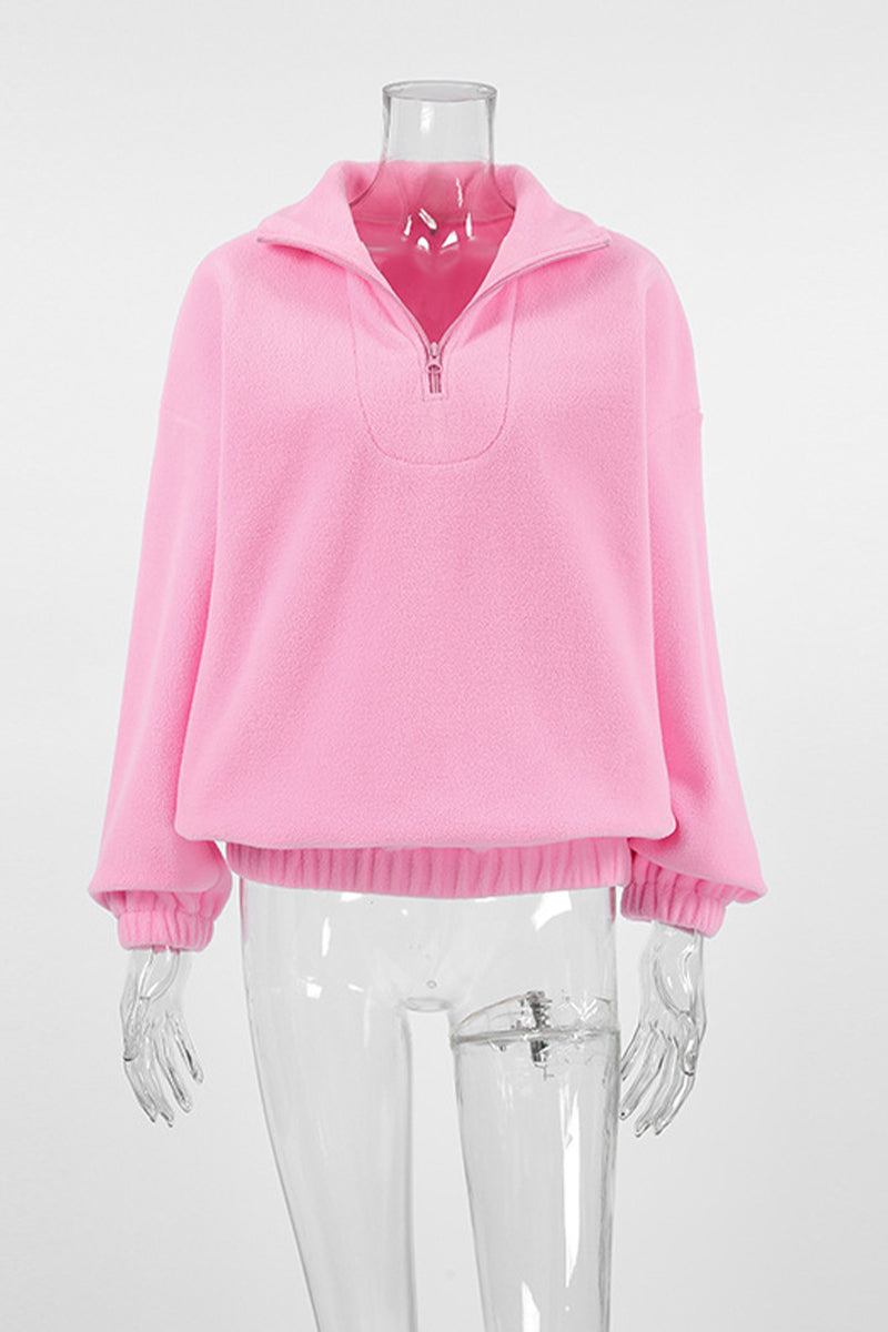 Sweats à capuche décontractés à fermeture éclair avec col montant moelleux