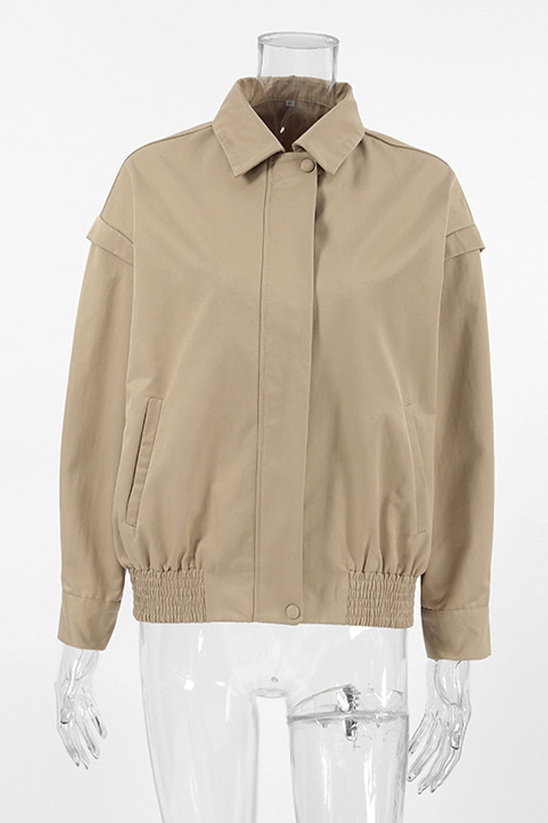 Vêtements d'extérieur décontractés, style streetwear, patchwork, col montant, fermeture éclair.