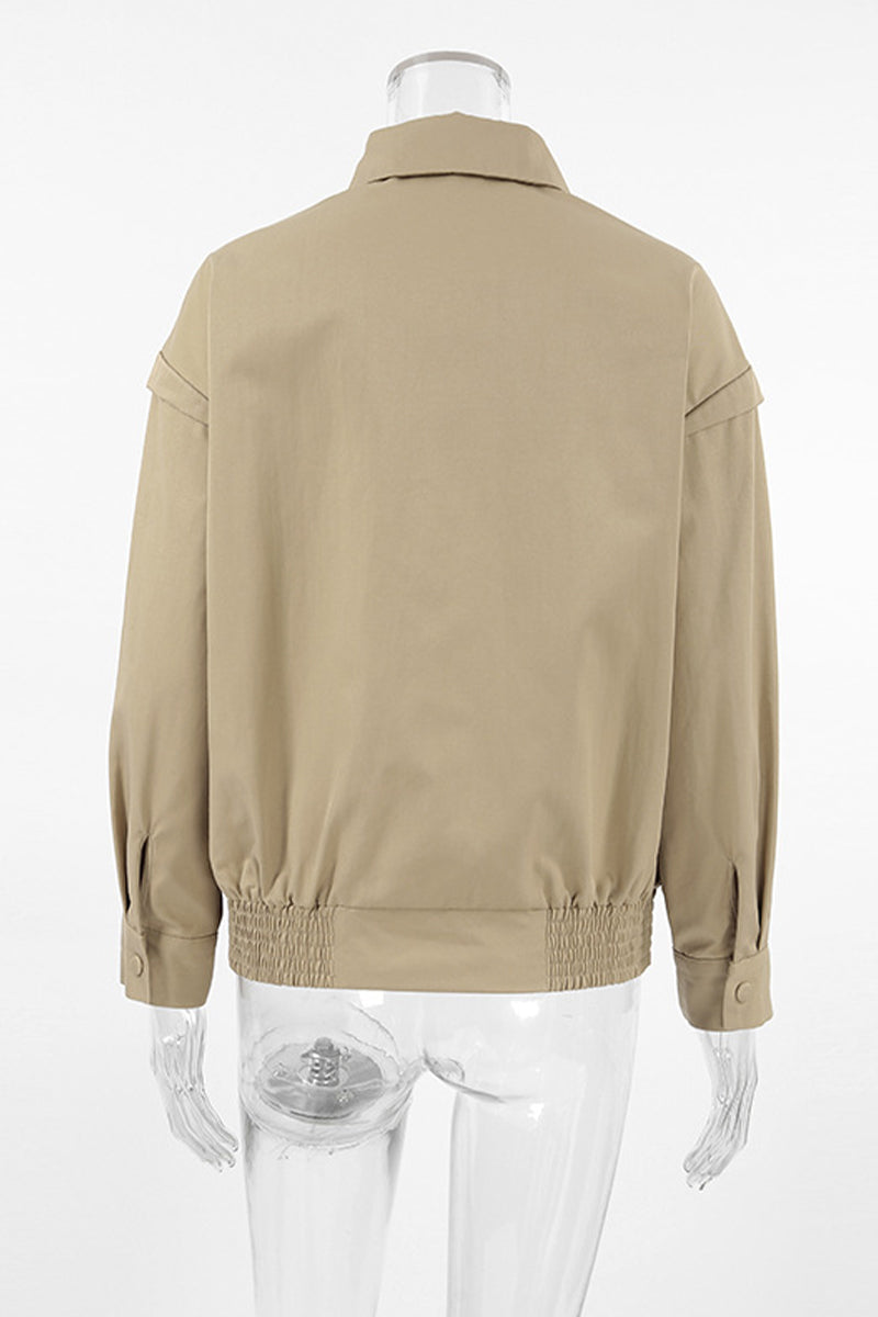 Vêtements d'extérieur décontractés, style streetwear, patchwork, col montant, fermeture éclair.