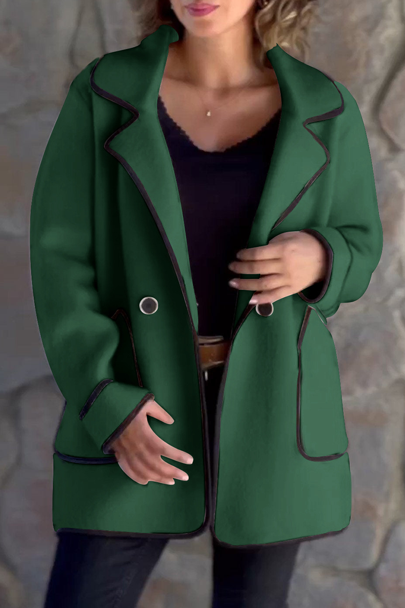 Vêtements d'extérieur décontractés, avec poches, patchwork et col montant contrasté (4 couleurs)