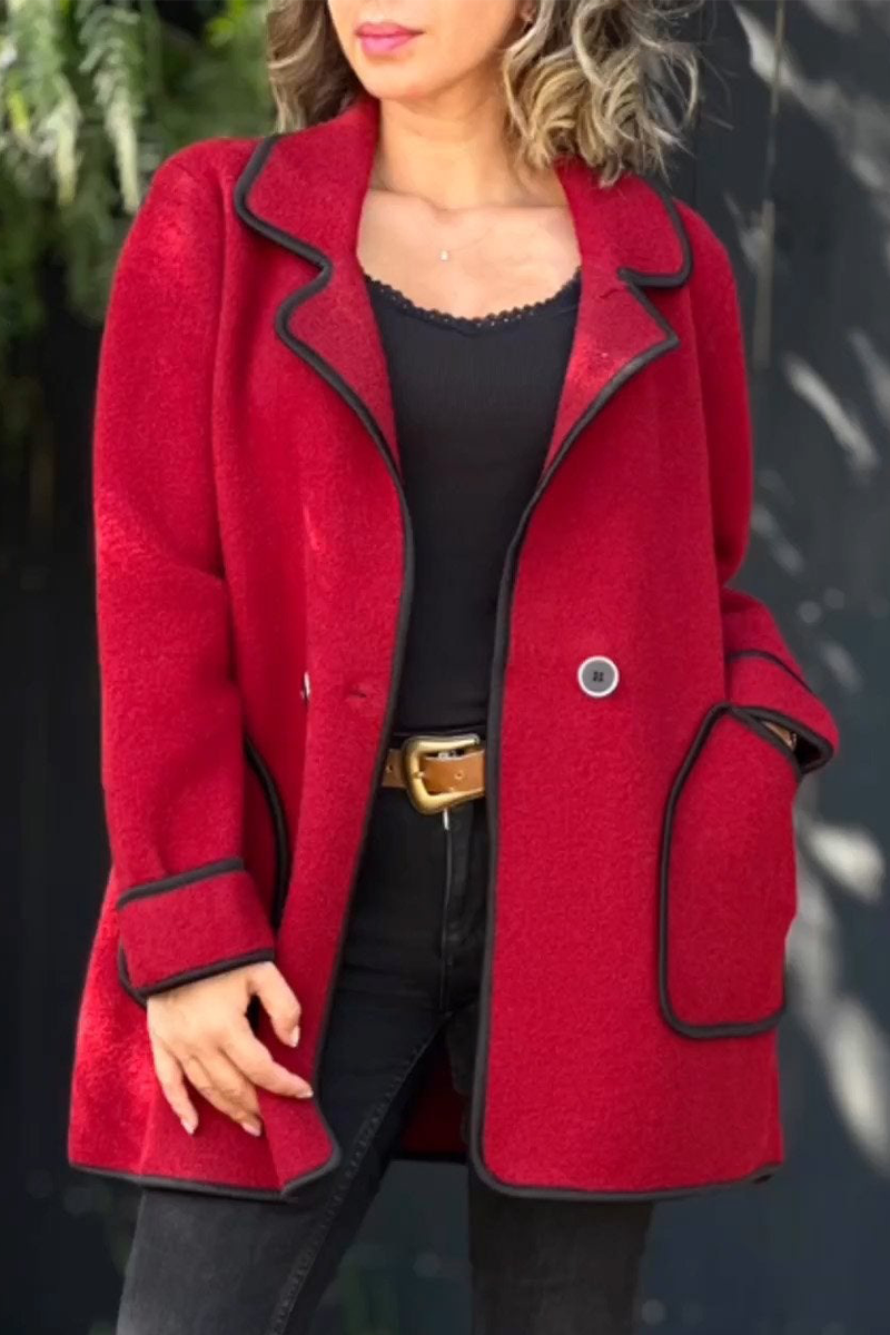 Vêtements d'extérieur décontractés, avec poches, patchwork et col montant contrasté (4 couleurs)