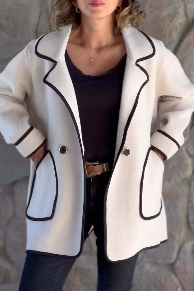 Vêtements d'extérieur décontractés, avec poches, patchwork et col montant contrasté (4 couleurs)