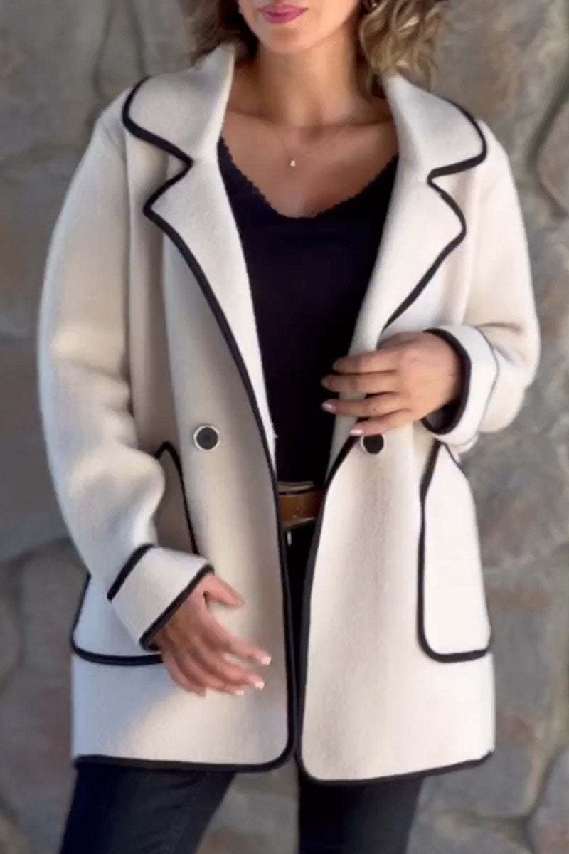 Vêtements d'extérieur décontractés, avec poches, patchwork et col montant contrasté (4 couleurs)