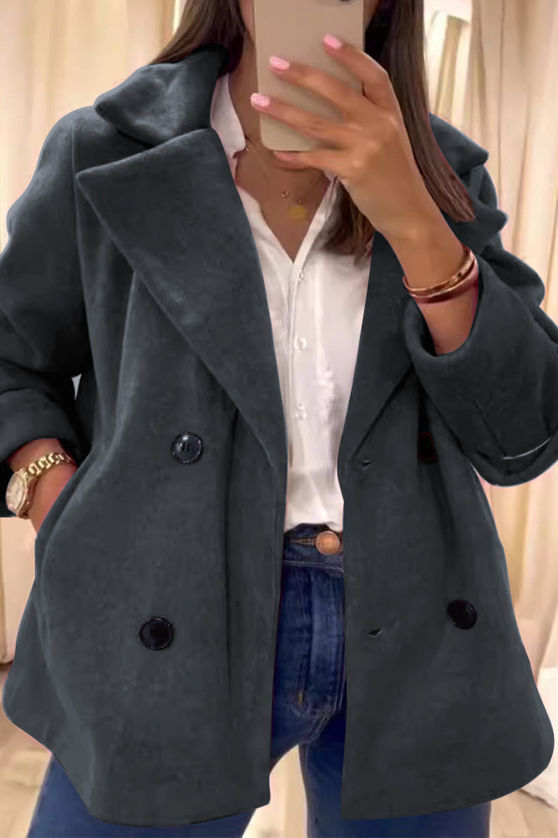 Vêtements d'extérieur décontractés à boutons et col rabattu (6 couleurs)