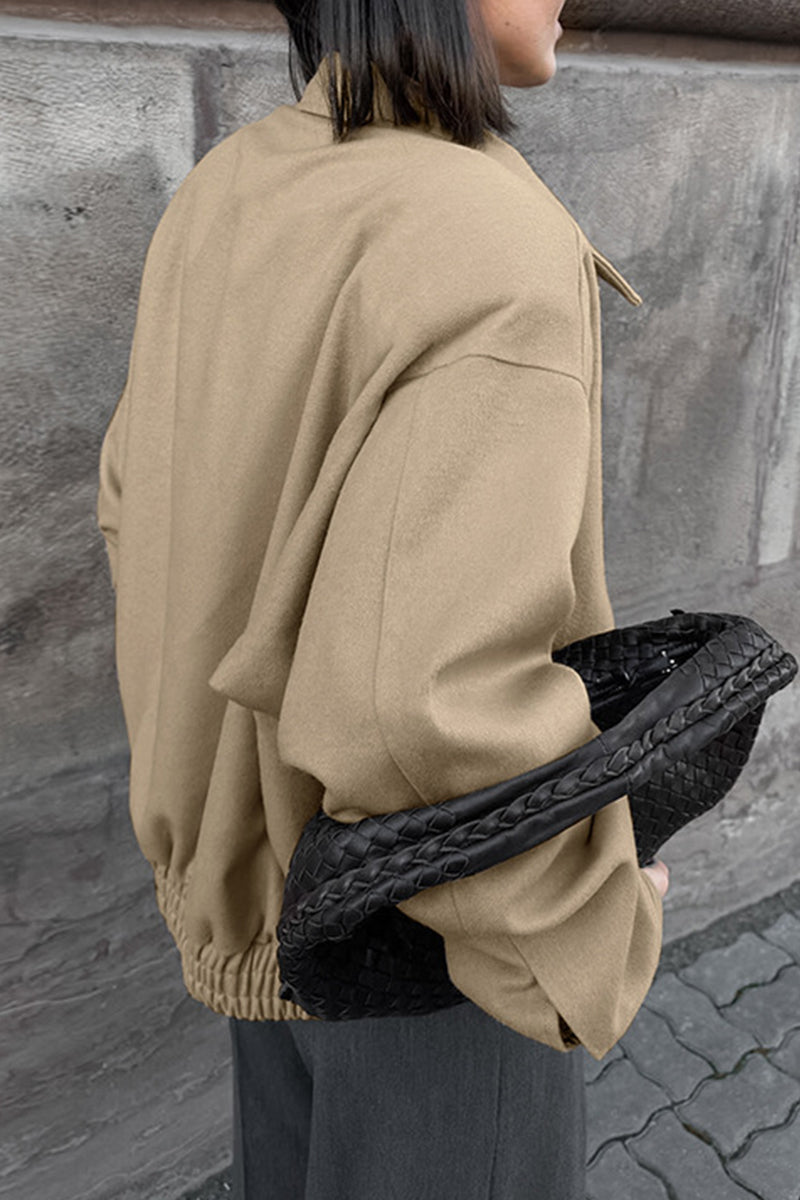 Vêtements d'extérieur décontractés, style streetwear, boutons, fermeture éclair, col montant.