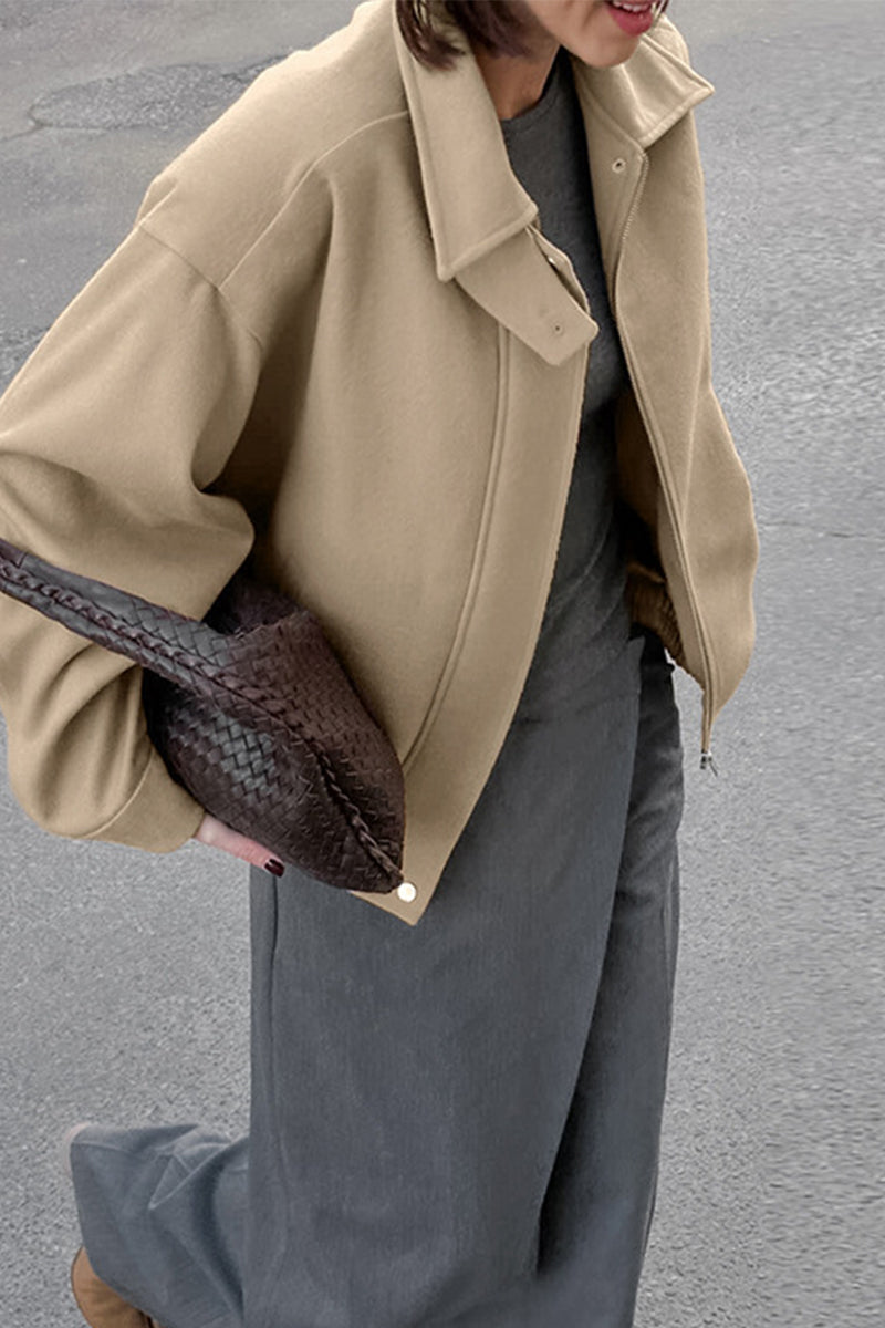 Vêtements d'extérieur décontractés, style streetwear, boutons, fermeture éclair, col montant.