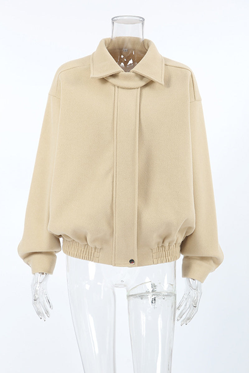 Vêtements d'extérieur décontractés, style streetwear, boutons, fermeture éclair, col montant.