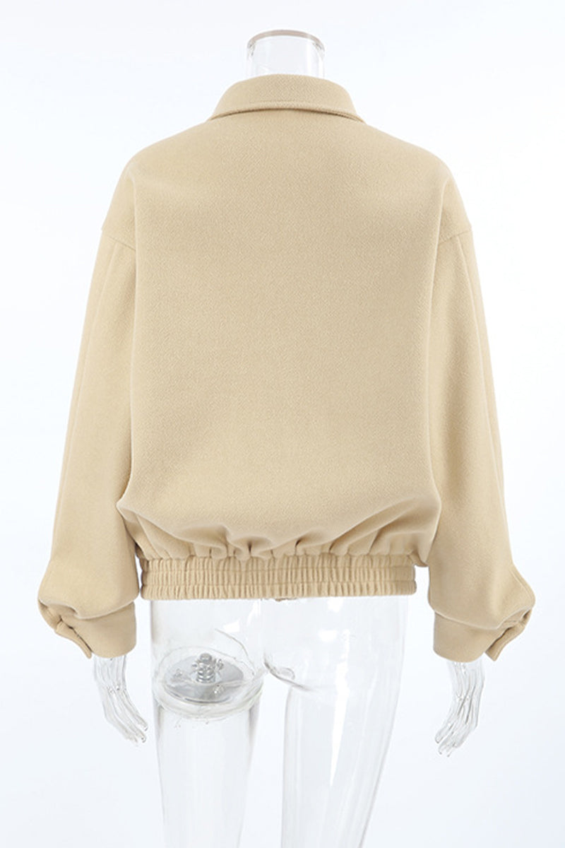 Vêtements d'extérieur décontractés, style streetwear, boutons, fermeture éclair, col montant.