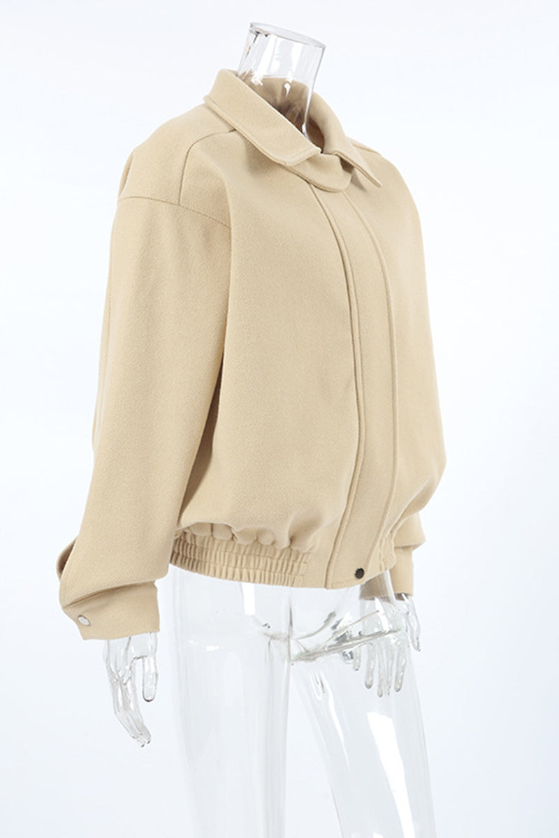 Vêtements d'extérieur décontractés, style streetwear, boutons, fermeture éclair, col montant.