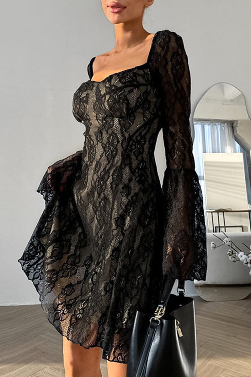 Sexy Spitzenkleid mit quadratischem Ausschnitt