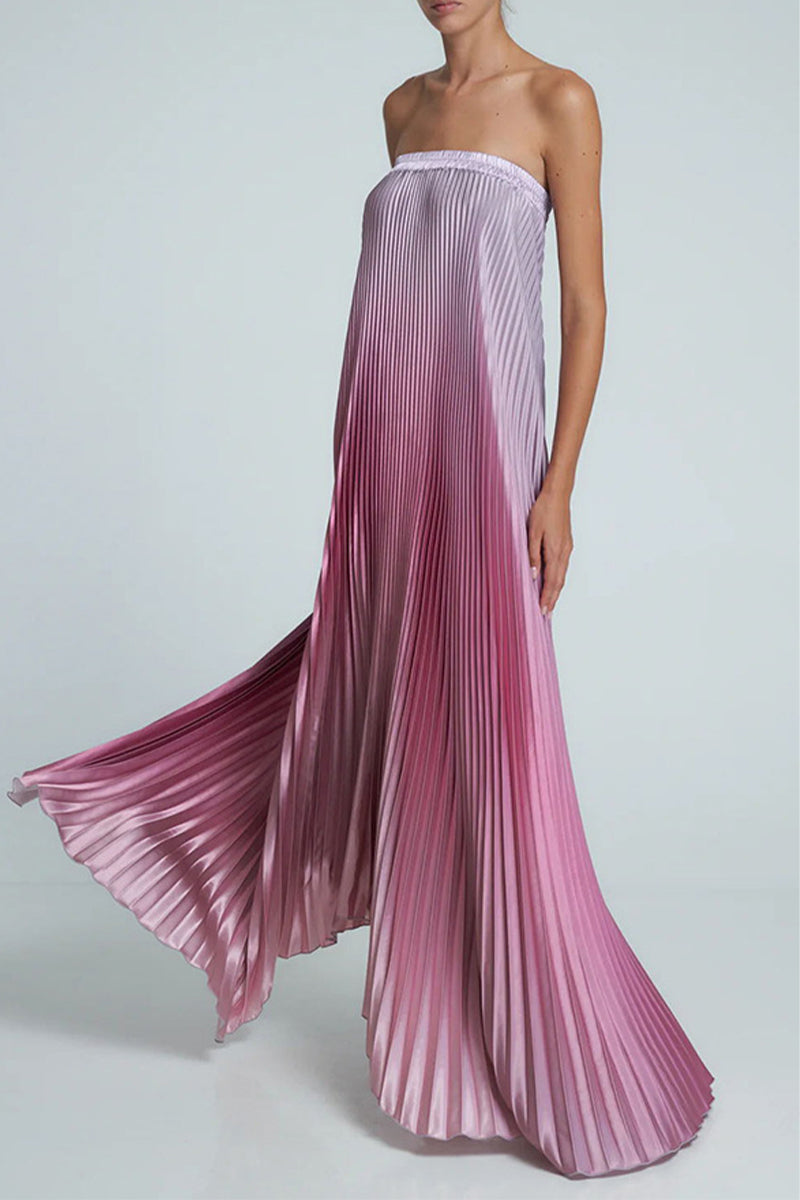 Robes bustiers plissées contrastées à dégradé de couleurs sexy