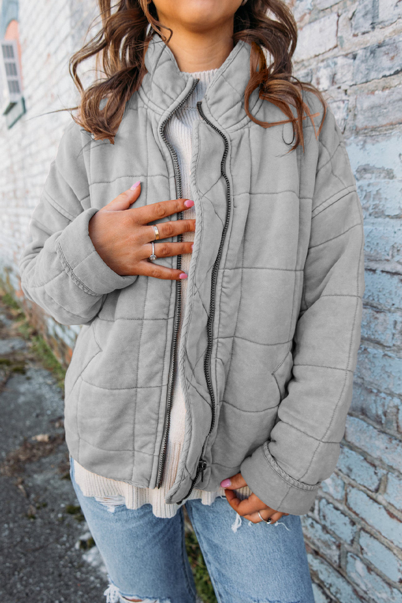 Vêtements d'extérieur décontractés à porter au quotidien, style patchwork, col mandarin et fermeture éclair (8 couleurs)