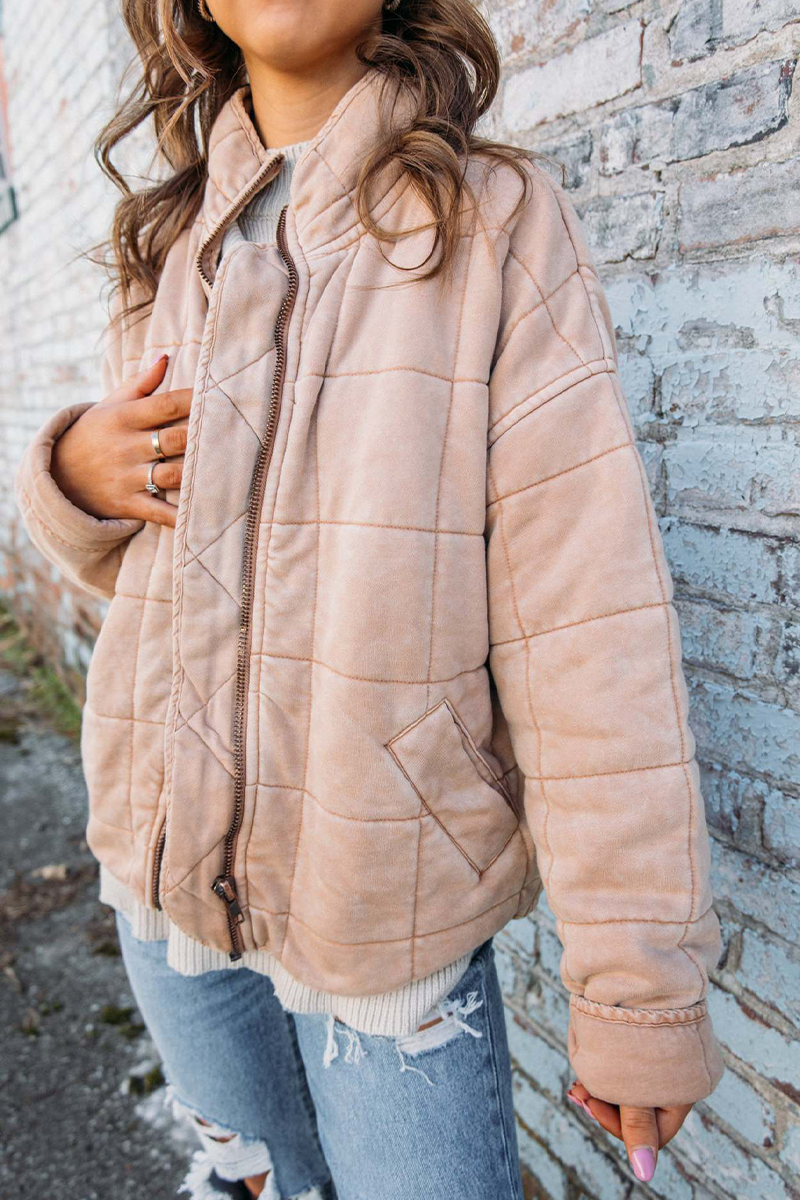 Vêtements d'extérieur décontractés à porter au quotidien, style patchwork, col mandarin et fermeture éclair (8 couleurs)