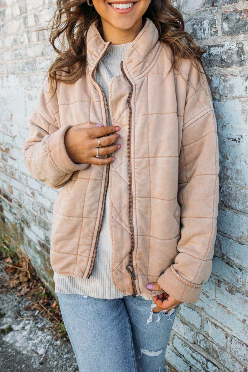 Vêtements d'extérieur décontractés à porter au quotidien, style patchwork, col mandarin et fermeture éclair (8 couleurs)