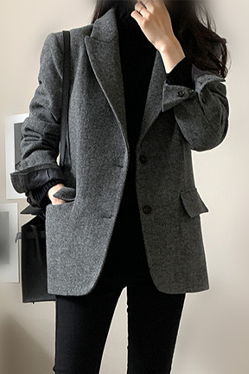 Vêtements d'extérieur décontractés à boutons, col montant.