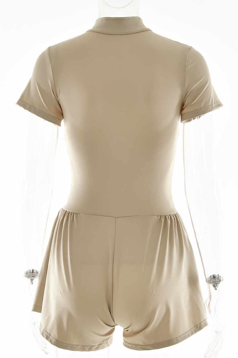 Combinaisons courtes sexy à col mandarin et fermeture éclair (3 couleurs)