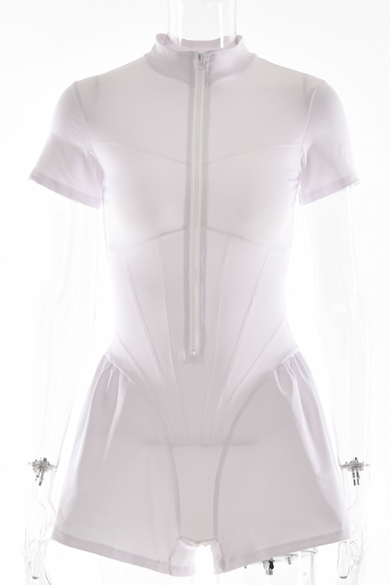 Combinaisons courtes sexy à col mandarin et fermeture éclair (3 couleurs)