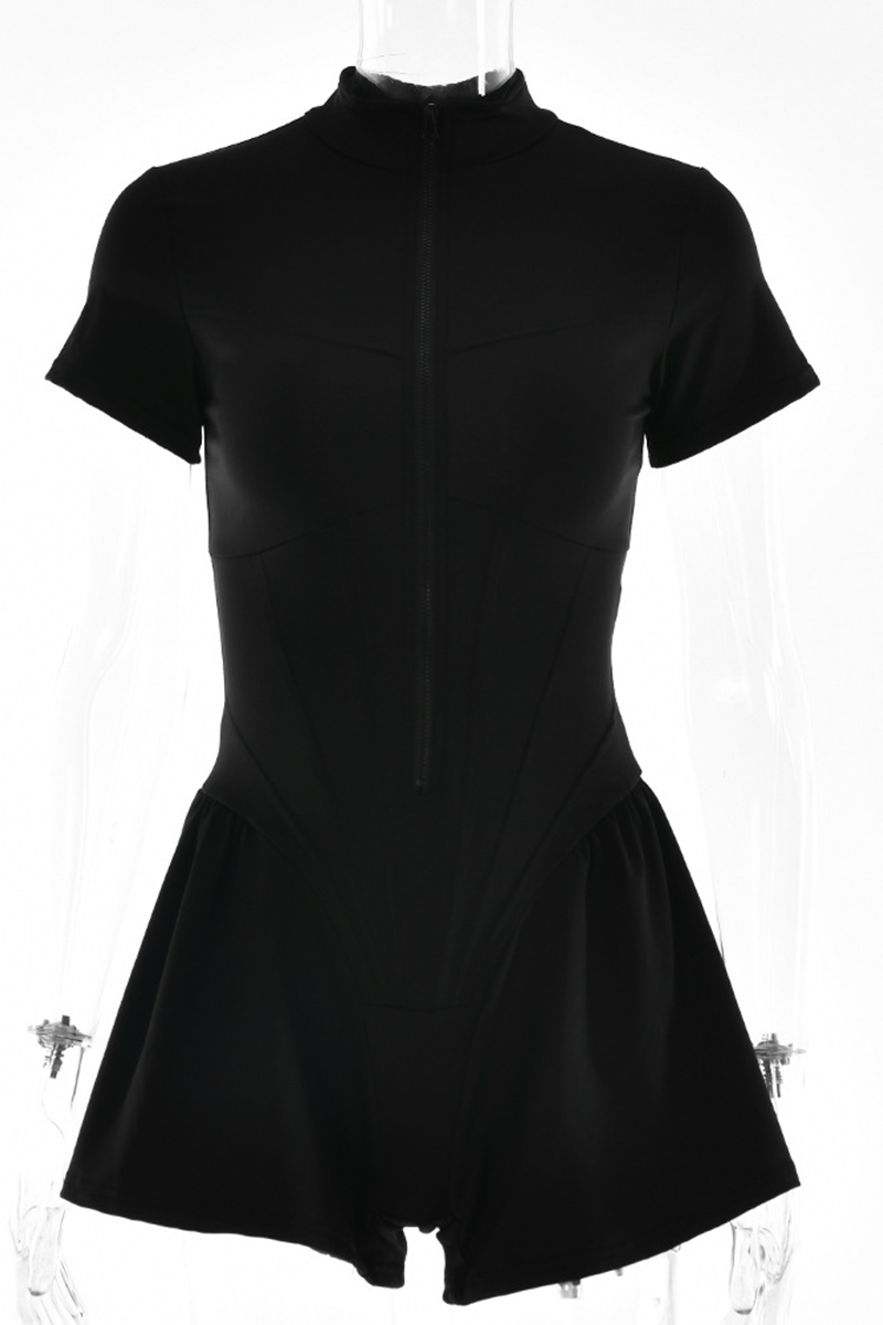 Combinaisons courtes sexy à col mandarin et fermeture éclair (3 couleurs)