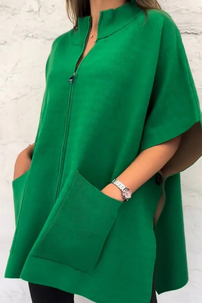 Vêtements d'extérieur décontractés, style streetwear, avec poches, fentes, fermeture éclair et col montant (3 couleurs)